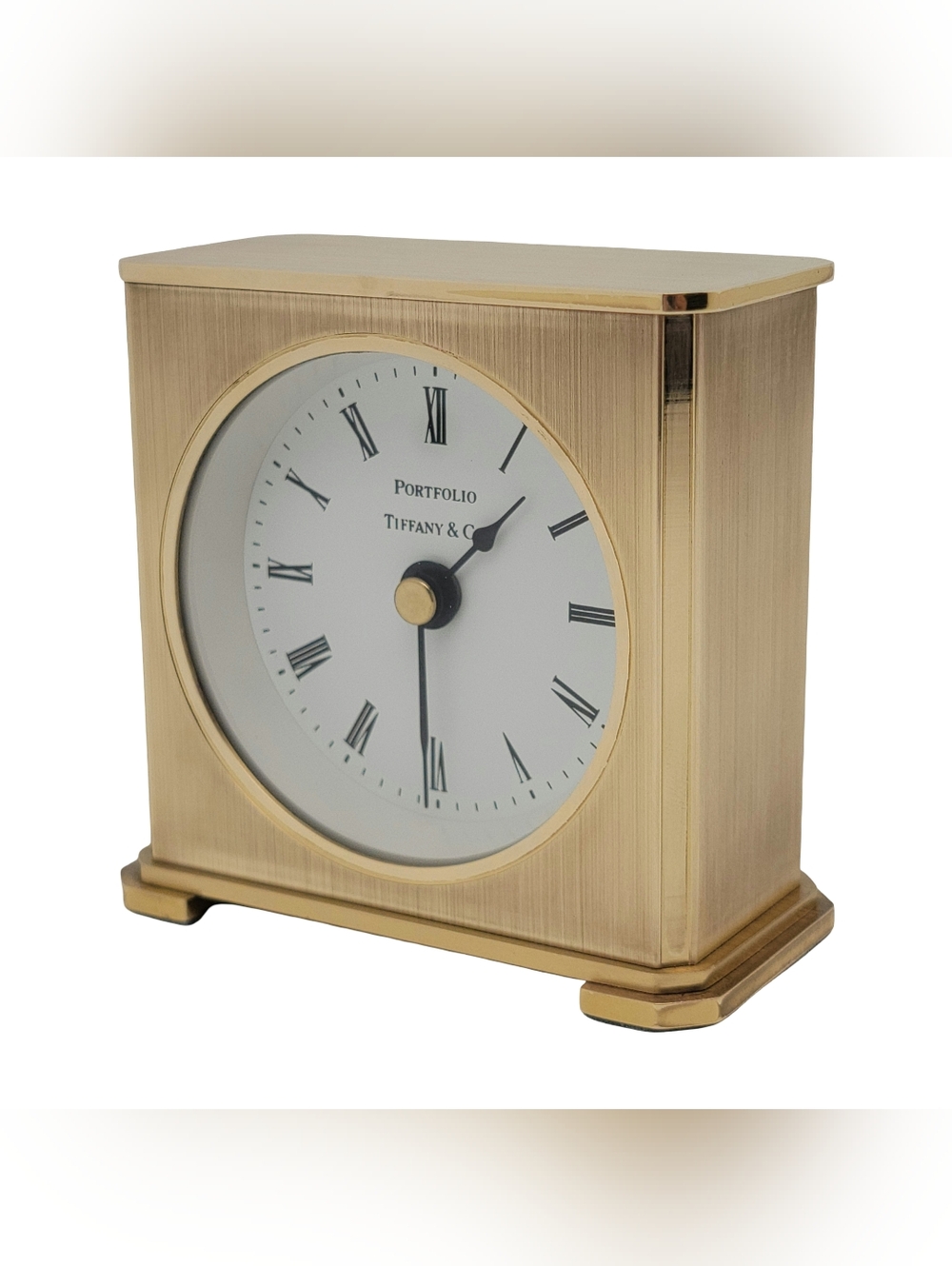Vintage Tiffany & Co Portfolio Brass Quartz Desk Clock Germany